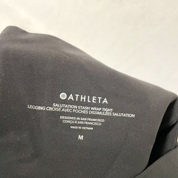 ATHLETA Salutation Stash Wrap Tight Leggings High Rise Gym Black size Medium - Picture 7 of 8